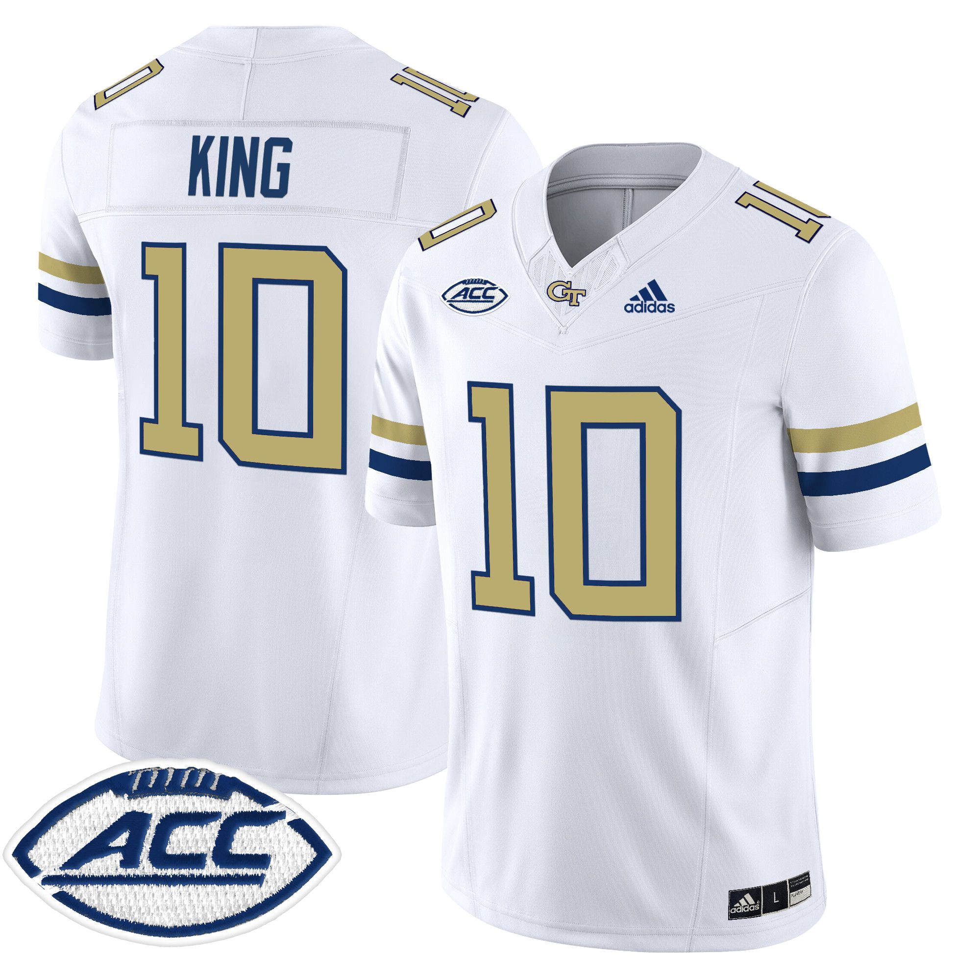 Men Georgia Tech #10 King White Asidas 2024 Vapor Limited NCAA Jersey